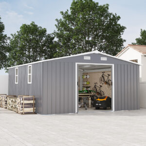 12x10 Ft Outdoor Storage Shed, Utility Metal Tool Storage Shed