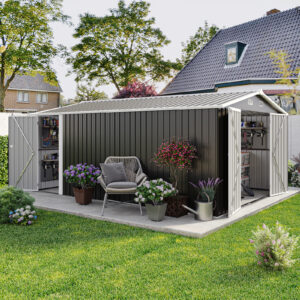 Outdoor Storage Shed, Utility Metal Garden Tool Shed