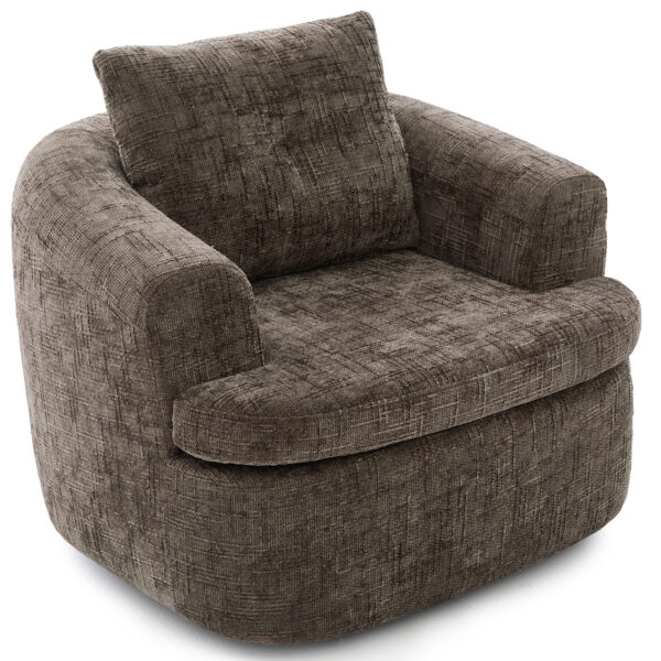 360° Swivel Accent Chair, 36.6" Swivel Round Barrel Chair with Removable Pillow