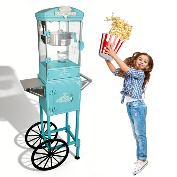 Commercial Popcorn Machine with Cart & Wheels
