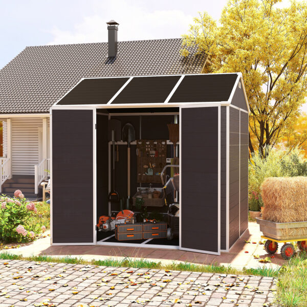 Resin Outdoor Storage Shed, Waterproof Plastic Garden Shed