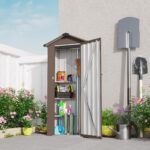 Outdoor Storage Shed, Metal Garden Tool Shed with a Solid Lock System