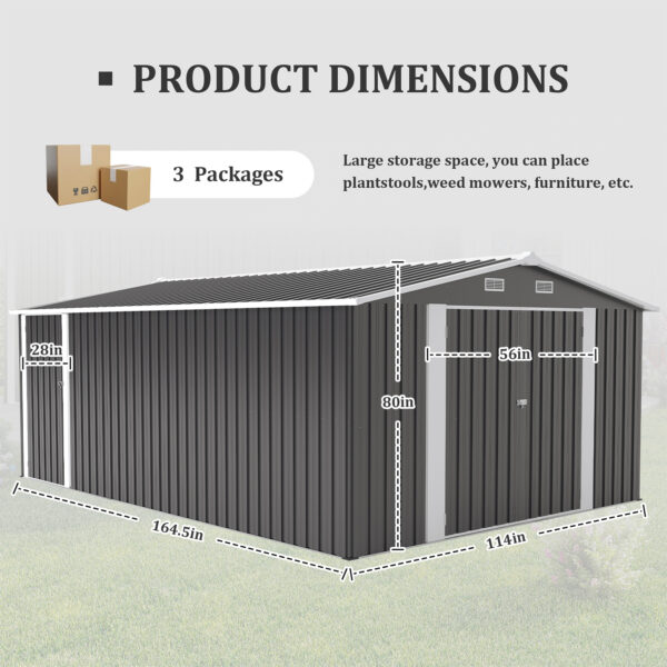 Outdoor Storage Shed, Utility Metal Garden Tool Shed