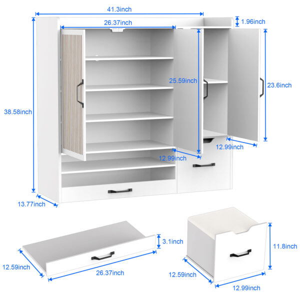 41.3" Shoe Cabinet Storage for Hallway, Entrance, White