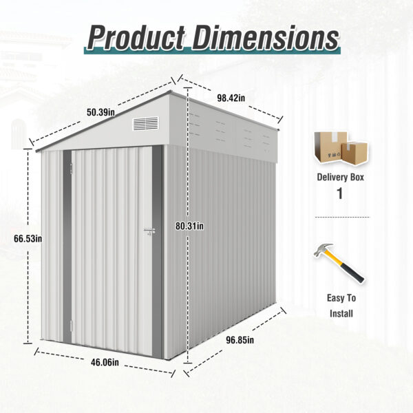 8 X 4 Ft Outdoor Storage Shed, Metal Garden Tool Shed