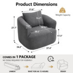 360° Swivel Accent Chair with Metal Base. 37.4" Wide Barrel Chair