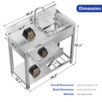 39" 304 Stainless Steel Utility Sink, Free Standing Kitchen Sink