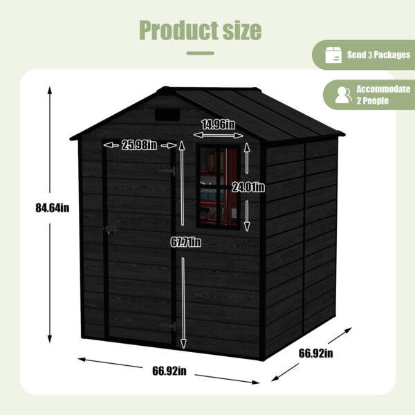 6x6 FT Resin Outdoor Storage Shed, Waterproof Plastic Garden Shed