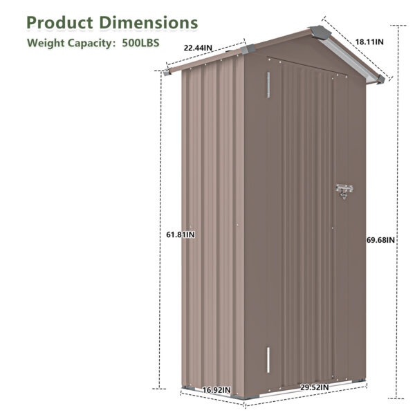 Outdoor Storage Shed, Metal Garden Tool Shed with a Solid Lock System