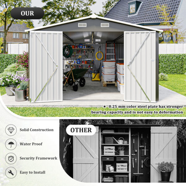 Outdoor Storage Shed, Utility Metal Garden Tool Shed