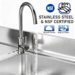 39" 304 Stainless Steel Utility Sink, Free Standing Kitchen Sink