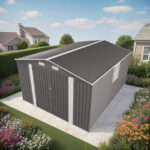 Outdoor Storage Shed, Large Metal Lockable Storage House with Air Vent
