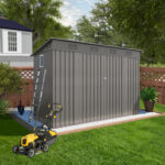 4 x 9 FT Outdoor Storage Shed, Metal Garden Shed with Sloping Roof