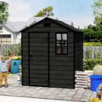6x6 FT Resin Outdoor Storage Shed, Waterproof Plastic Garden Shed