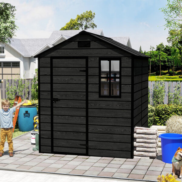 6x6 FT Resin Outdoor Storage Shed, Waterproof Plastic Garden Shed
