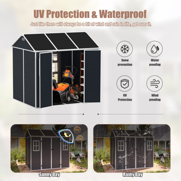 Resin Outdoor Storage Shed, Waterproof Plastic Garden Shed