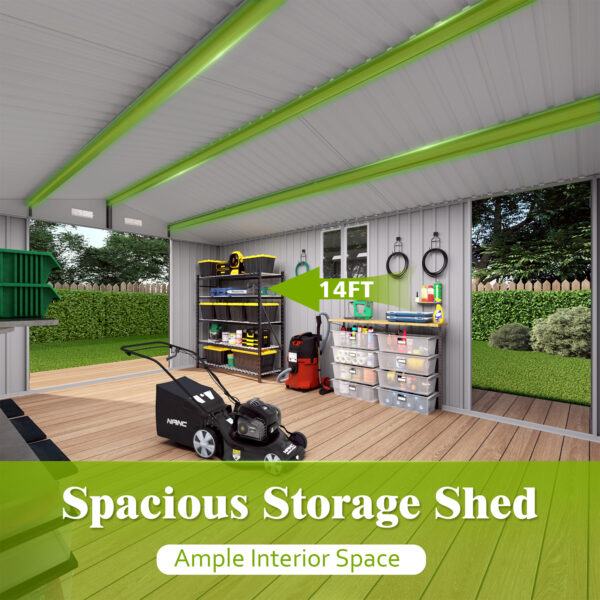 Outdoor Storage Shed, Large Metal Lockable Storage House with Air Vent