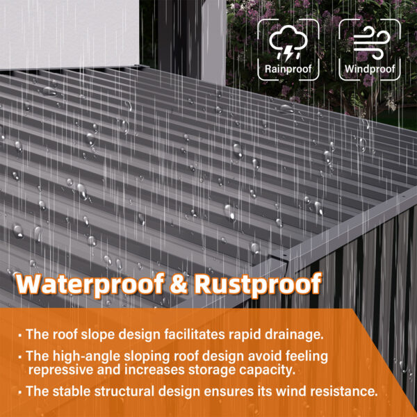 4 x 9 FT Outdoor Storage Shed, Metal Garden Shed with Sloping Roof