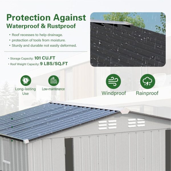 Metal Storage Shed, Tool Shed with Peaked Roof