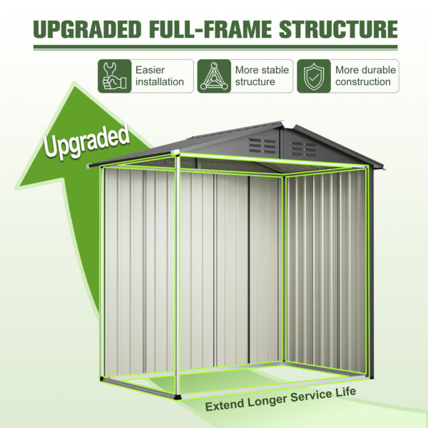 Outdoor Storage Shed, Utility Metal Garden Tool Shed