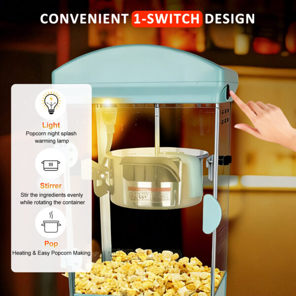 Commercial Popcorn Machine with Cart & Wheels