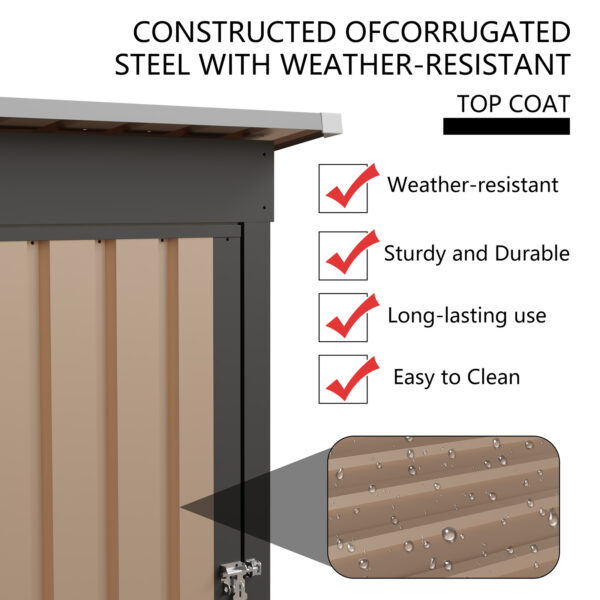 Outdoor Storage Shed. 4.27 FT x2.42 FT Metal Tool Shed with Pitched Roof