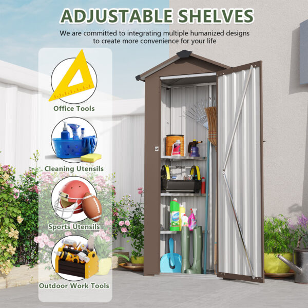 Outdoor Storage Shed, Metal Garden Tool Shed with a Solid Lock System