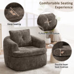 360° Swivel Accent Chair, 36.6" Swivel Round Barrel Chair with Removable Pillow