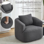 360° Swivel Accent Chair with Metal Base. 37.4" Wide Barrel Chair