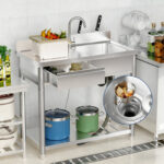 39" 304 Stainless Steel Utility Sink, Free Standing Kitchen Sink