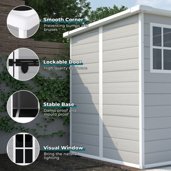 Resin Outdoor Storage Shed, Plastic Garden Shed with Floor
