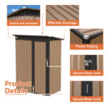 Outdoor Storage Shed. 4.27 FT x2.42 FT Metal Tool Shed with Pitched Roof