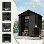6x6 FT Resin Outdoor Storage Shed, Waterproof Plastic Garden Shed
