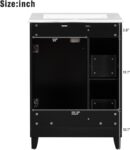 24 Modern Bathroom Vanity with Sink. Sink Cabinet with Ceramic Basin. Bathroom Vanities Cabinet with 2 Drawers & 1 Door (Black)