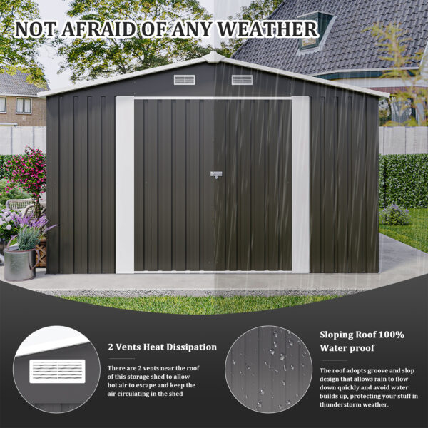 Outdoor Storage Shed, Utility Metal Garden Tool Shed