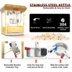 16oz Commercial Popcorn Machine with Cart, (Red)