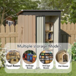 Outdoor Storage Shed. 4.27 FT x2.42 FT Metal Tool Shed with Pitched Roof