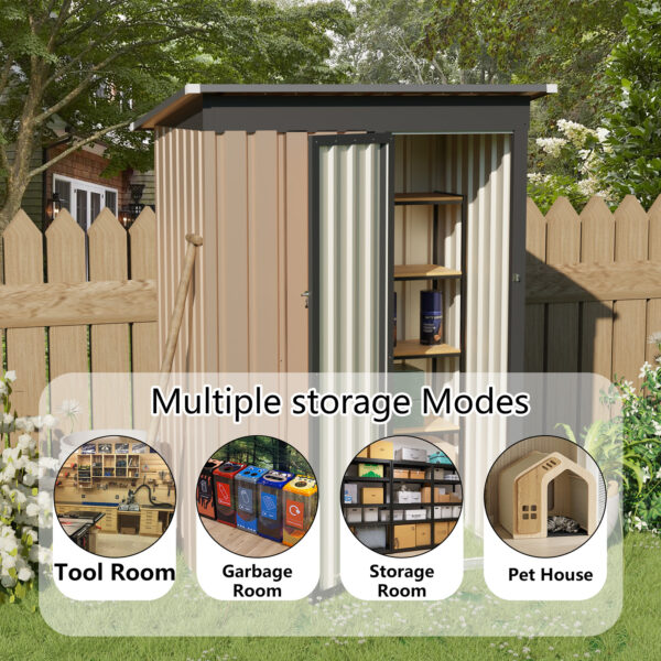Outdoor Storage Shed. 4.27 FT x2.42 FT Metal Tool Shed with Pitched Roof