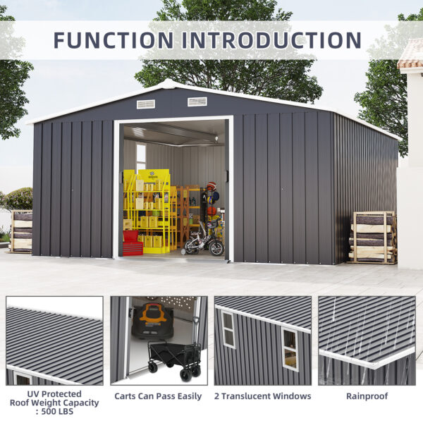 Outdoor Storage Shed, 12x10 FT Large Backyard Sheds