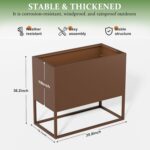 36 L Metal Planter Boxes Outdoor Rectangular Planter. Tall Planters Heavy Dut for Indoor/Outdoor Use. Large Planters with Shelves and Drainage Holes for Porch/Patio/Garden (Brown)