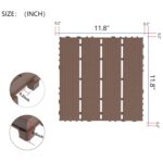 Plastic Interlocking Deck Tiles. 44 Pack Patio Deck Tiles. 12x12 Square Outdoor All Weather Use. Outdoor and Indoor Patio Decking Tiles for Porch. Poolside. Balcony. Backyard (Brown)