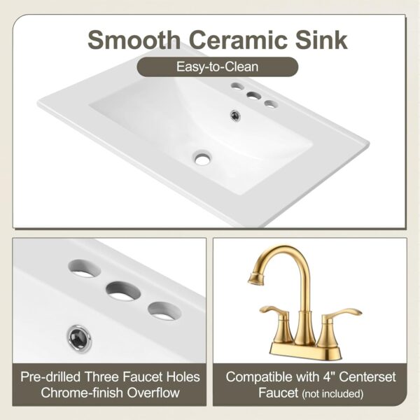 24 Bathroom Vanity with Sink. Bathroom Cabinet with Door Shelf. Deep Drawer. 2-Tier Pull-Out Basket. Solid Wood Frame Bathroom Vanities (Black)