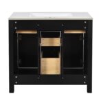36'' Bathroom Vanity with Ceramic Sink Combo Set. Modern Freestanding Single Bathroom Cabinet with 4 Drawers & 2 Cabinets. Storage Cabinet. Solid Wood Frame Vanity Set (Black)