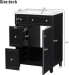 24 Modern Bathroom Vanity with Sink. Sink Cabinet with Ceramic Basin. Bathroom Vanities Cabinet with 2 Drawers & 1 Door (Black)
