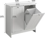 Double Tilt-Out Laundry Hamper Cabinet. Modern Hidden Laundry Hamper with 2 Removable Baskets. Free-Standing Bathroom Storage Cabinet. Anti-tiltdevice. (26.8 Tall White)
