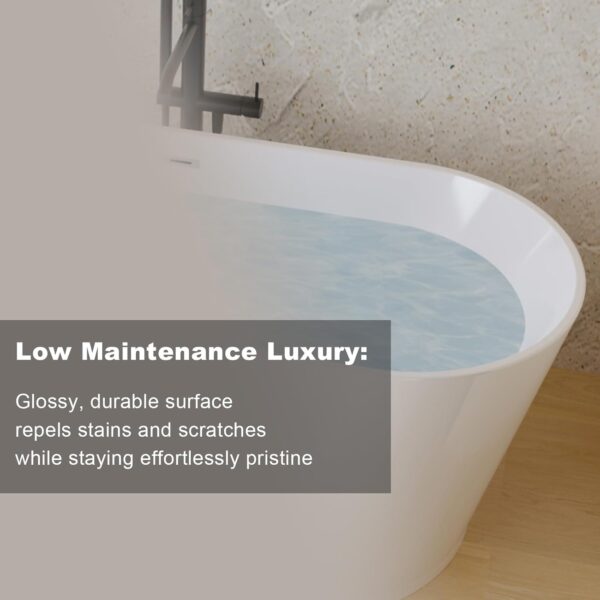 Acrylic Freestanding Bathtub. Stand Alone Soaking Tub. Extra Deep Cold Plunge Tub. Modern Free Standing Bath Tubs for Bathrooms (Gloss White. 67'')