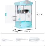 8oz Commercial Popcorn Machine. 650W Tabletop Pop Corn Machine with Warming Deck. Movie Theater Popcorn Maker with Stainless-Steel Kettle for Home & Party Use (Cyan 8 OZ)
