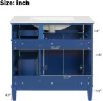 36 Bathroom Vanity with Sink. Modern Bathroom Cabinet. Single Basin Vanity Set with Storage Cabinet Doors Drawer for Guest Baths Master Suites or Rental Units.Small Bathrooms (Blue)