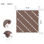 Interlocking Tile 44PCS. Drainage Tiles 12 x 12 Splicing. Square Outdoor All Weather Use Interlocking Drainage Floor Tiles. Non-Slip Drainage Holes for Porch. Poolside. Balcony. Backyard (Brown)