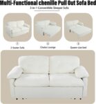 Convertible Pull-Out Queen Sleeper Sofa, 3-in-1 Sofa Bed with Side Storage & 8 Silent Casters